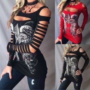 🆕️Strapless Long Sleeve Tattoo T-shirt